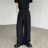Hearujoy Summer Male Suit Pants Droop Solid Color Casual Straight Bottom Wide Leg Men's Loose Trousers Stylish 9C6434